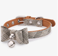 HKM-923603 Diagonal Striped Cat Collar in Blue, Black, Pink, and Apricot with Bell - Free Size, Polyester Material
