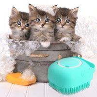 HKM-510931 Soft Silicone 2-in-1 Scrubber Dispenser with Massaging Brush for Dogs and Cats