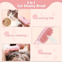HKM-952275 3-in-1 Pet Steam Brush for Dogs and Cats - Shedding, Massage, and Grooming Tool