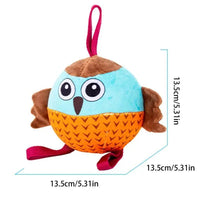 HKM-986323 Interactive Owl Ball Toy for Dogs - Velvet & Rubber Chew Toy for Medium, Small, and Large Dogs