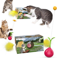HKM-018259 Interactive 2-in-1 Cat Toy with Rocking Feather, DIY Cat Digging Hole Design for Indoor Play, Safe Materials for Cats