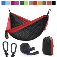 HKM-938899 Outdoor Double Nylon Hammock - 270x140 cm, Colorful Parachute Cloth Swing for Camping and Relaxation