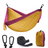 HKM-938899 Outdoor Double Nylon Hammock - 270x140 cm, Colorful Parachute Cloth Swing for Camping and Relaxation