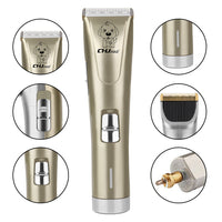 HKM-966931 Professional Pet Clipper with Titanium Ceramic Blade, Large Capacity Rechargeable Battery, and 4 Positioning Combs for Grooming Dogs