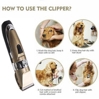 HKM-966931 Professional Pet Clipper with Titanium Ceramic Blade, Large Capacity Rechargeable Battery, and 4 Positioning Combs for Grooming Dogs