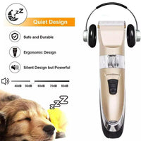 HKM-966931 Professional Pet Clipper with Titanium Ceramic Blade, Large Capacity Rechargeable Battery, and 4 Positioning Combs for Grooming Dogs