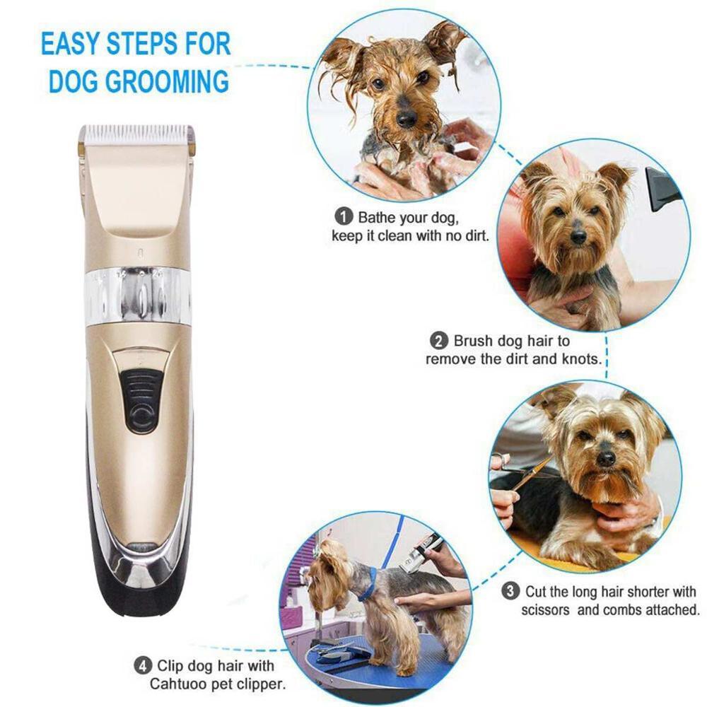 HKM-966931 Professional Pet Clipper with Titanium Ceramic Blade, Large Capacity Rechargeable Battery, and 4 Positioning Combs for Grooming Dogs