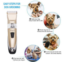 HKM-966931 Professional Pet Clipper with Titanium Ceramic Blade, Large Capacity Rechargeable Battery, and 4 Positioning Combs for Grooming Dogs
