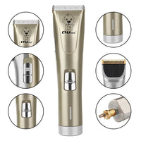 HKM-966931 Professional Pet Clipper with Titanium Ceramic Blade, Large Capacity Rechargeable Battery, and 4 Positioning Combs for Grooming Dogs