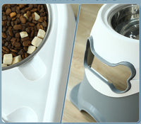 HKM-569363 Stainless Steel Neck Guard Anti-Spill Feeding Bowl for Dogs and Cats - Double Bowl Design