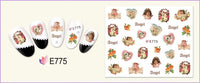 HKM-400403 3D Adhesive Nail Art Stickers - Heavenly Father & Baby Angel Design, Floral Motifs E765-775