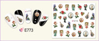 HKM-400403 3D Adhesive Nail Art Stickers - Heavenly Father & Baby Angel Design, Floral Motifs E765-775
