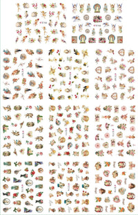 HKM-400403 3D Adhesive Nail Art Stickers - Heavenly Father & Baby Angel Design, Floral Motifs E765-775