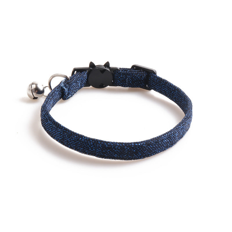 HKM-182291 Solid Color Cloth Cat Collar - Adjustable 1.0*28CM with Transparent Packaging