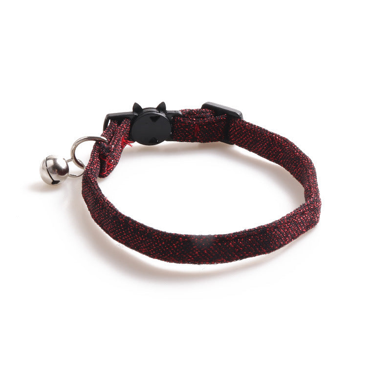 HKM-182291 Solid Color Cloth Cat Collar - Adjustable 1.0*28CM with Transparent Packaging