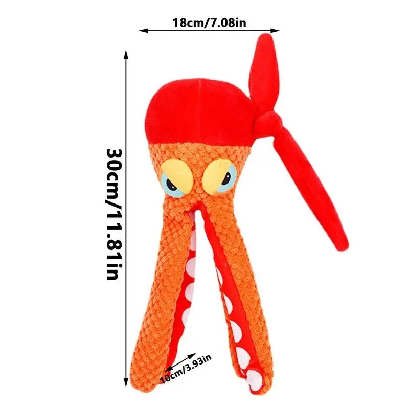HKM-441939 Squeaky Octopus Plush Dog Toy - Chew-Friendly Design for Teeth Cleaning and Play