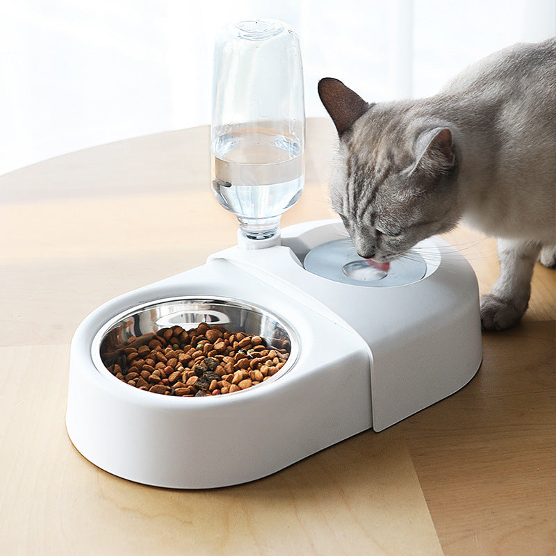 HKM-125267 Anti-Overturning Cat Food Bowl – Durable Plastic Design in White, Pink, and Blue