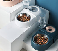 HKM-125267 Anti-Overturning Cat Food Bowl – Durable Plastic Design in White, Pink, and Blue