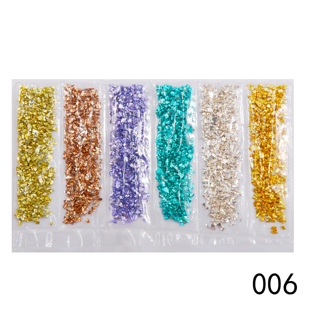 HKM-661395 Diamond Glass Fragments for Nail Art - Gold and Silver Broken Glass Sequins (26g, QCR10128)