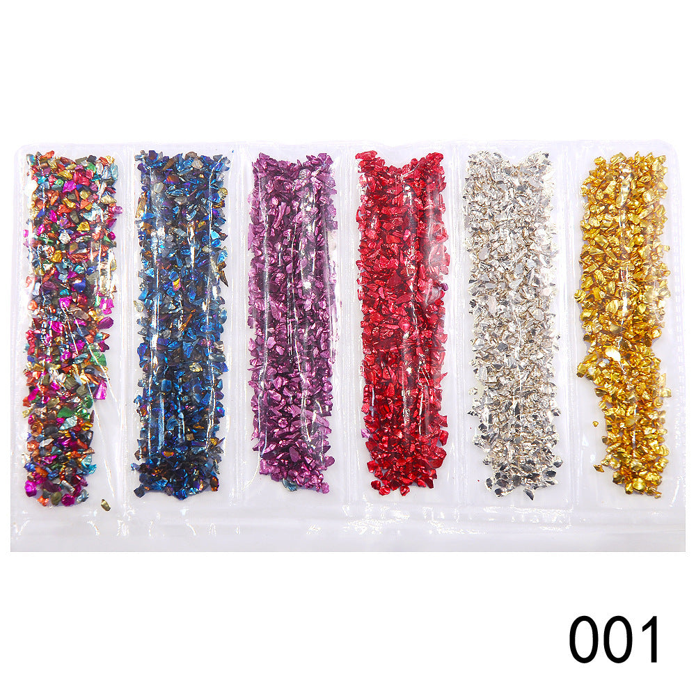 HKM-661395 Diamond Glass Fragments for Nail Art - Gold and Silver Broken Glass Sequins (26g, QCR10128)