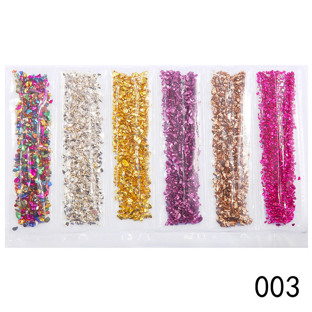 HKM-661395 Diamond Glass Fragments for Nail Art - Gold and Silver Broken Glass Sequins (26g, QCR10128)