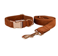 HKM-034579 Velvet Adjustable Pet Collar with Traction Rope and Bow Tie
