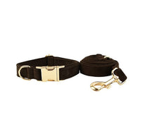 HKM-034579 Velvet Adjustable Pet Collar with Traction Rope and Bow Tie