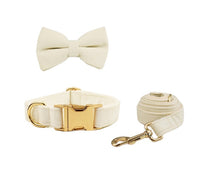 HKM-034579 Velvet Adjustable Pet Collar with Traction Rope and Bow Tie