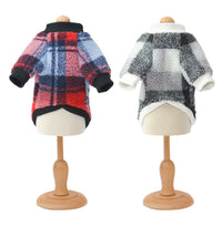 HKM-531731 Cozy Velvet Padded Plaid Shirt for Pets - Stylish Two-Legged Clothing in Various Sizes