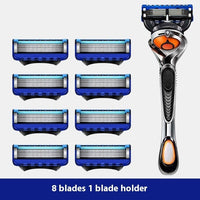 HKM-512787 Men's 5-Layer Blade Shaving Razor with Styling Finishing Knife - Black