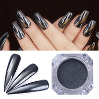 HKM-660243 Black Mirror Glitter Nail Powder - 1g Electroplating Powder for Stunning Nail Art
