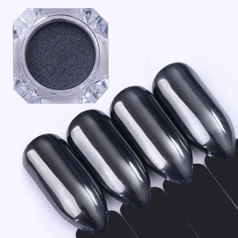 HKM-660243 Black Mirror Glitter Nail Powder - 1g Electroplating Powder for Stunning Nail Art