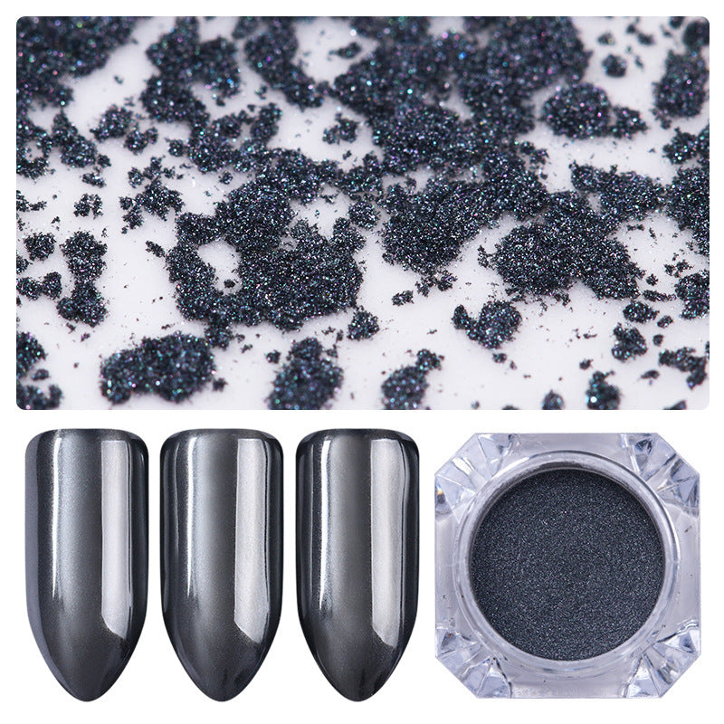 HKM-660243 Black Mirror Glitter Nail Powder - 1g Electroplating Powder for Stunning Nail Art