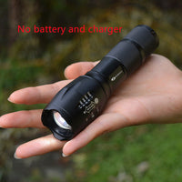 HKM-531347 High-Performance Aluminum Alloy LED Flashlight with 18650 Battery, Super Bright T6 Outdoor Light