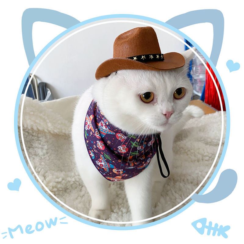 HKM-931347 Adjustable Star Cowboy Hat for Cats and Dogs - Soft Non-Woven Fabric Pet Cap for Photo Shoots and Festive Events