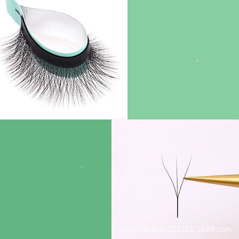 HKM-353875 Clover Blossom Grafting Eyelashes - Handmade Black and Caramel Fiber Extensions, Available in Multiple Lengths