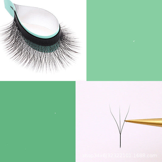 HKM-353875 Clover Blossom Grafting Eyelashes - Handmade Black and Caramel Fiber Extensions, Available in Multiple Lengths