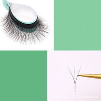 HKM-353875 Clover Blossom Grafting Eyelashes - Handmade Black and Caramel Fiber Extensions, Available in Multiple Lengths