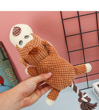 HKM-011347 Small Dog Molar Toy for Puppies – Plush and Cotton Rope with Sounds – Available in Green Rhino, Gray Elephant, Brown Monkey