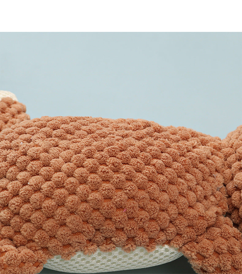 HKM-011347 Small Dog Molar Toy for Puppies – Plush and Cotton Rope with Sounds – Available in Green Rhino, Gray Elephant, Brown Monkey