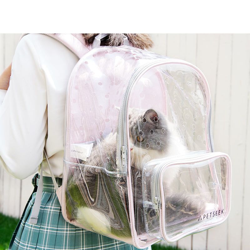 HKM-279571 Transparent Portable Cat Carrier Backpack for Outdoor Walks