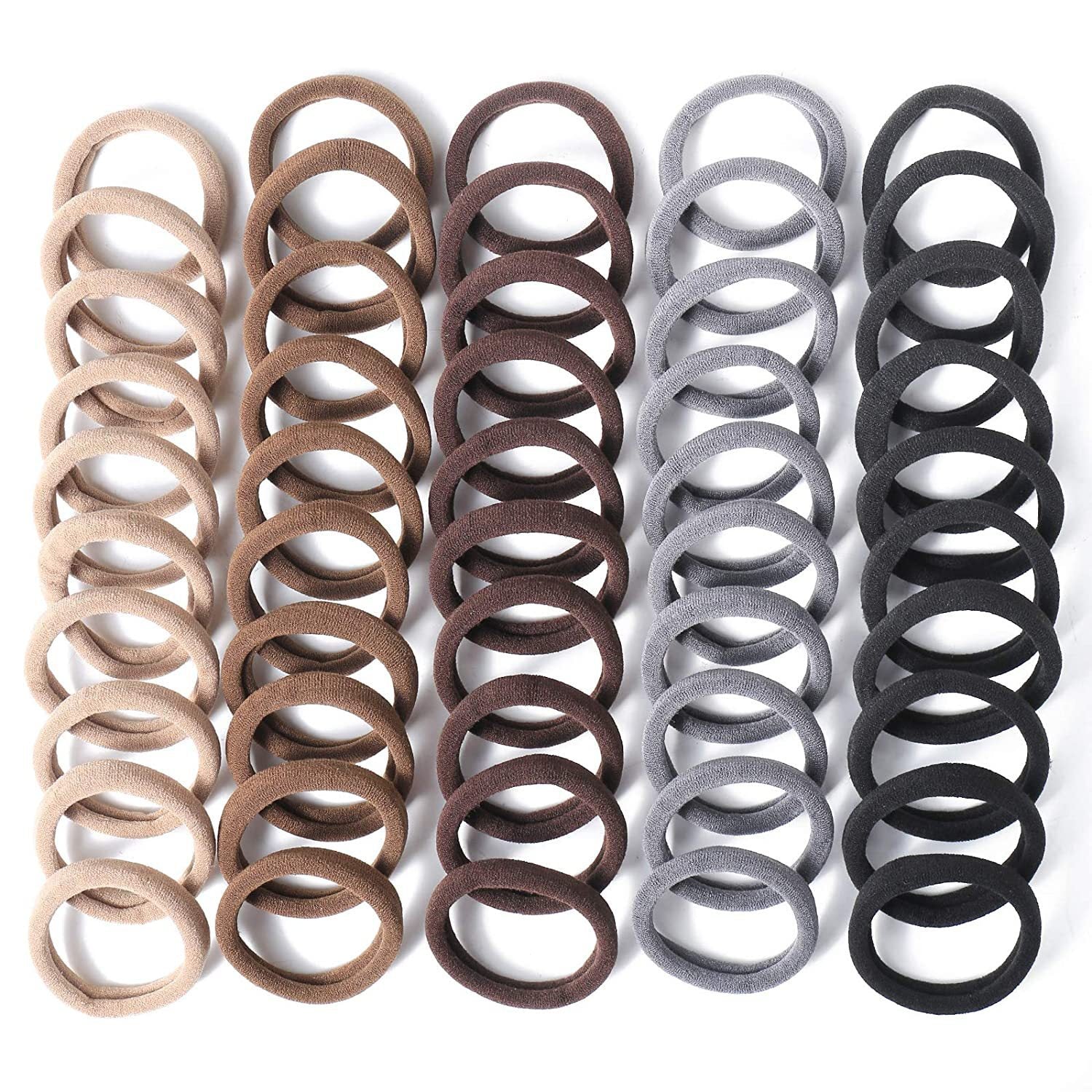 HKM-348627 Soft High Elastic Seamless Hair Rings - 100 Pack in Various Colors