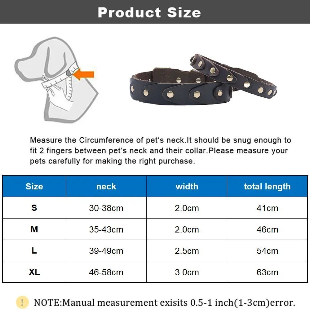 HKM-571219 Genuine Leather Dog Collar with Durable Buckle for Medium to Large Breeds
