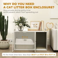 HKM-563923 Cat Litter Box Enclosure with Scratching Mat and Cat Entrance in Distressed White Finish