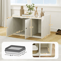 HKM-563923 Cat Litter Box Enclosure with Scratching Mat and Cat Entrance in Distressed White Finish
