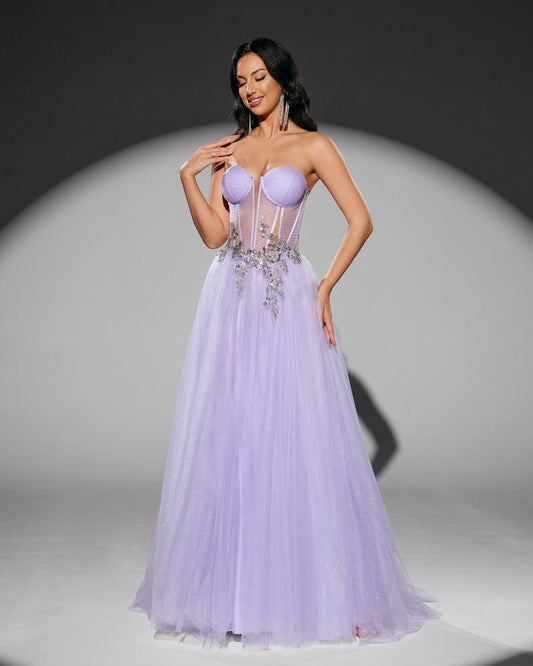 HKM-945171 Elegant Purple Evening Gown for Women - Model EZ25219