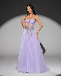 HKM-945171 Elegant Purple Evening Gown for Women - Model EZ25219