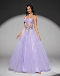HKM-945171 Elegant Purple Evening Gown for Women - Model EZ25219