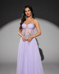 HKM-945171 Elegant Purple Evening Gown for Women - Model EZ25219