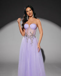 HKM-945171 Elegant Purple Evening Gown for Women - Model EZ25219